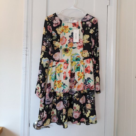 Asos Style London Patchwork Colorblock Floral Long Sleeve Dress - New, NWT - Picture 15 of 16